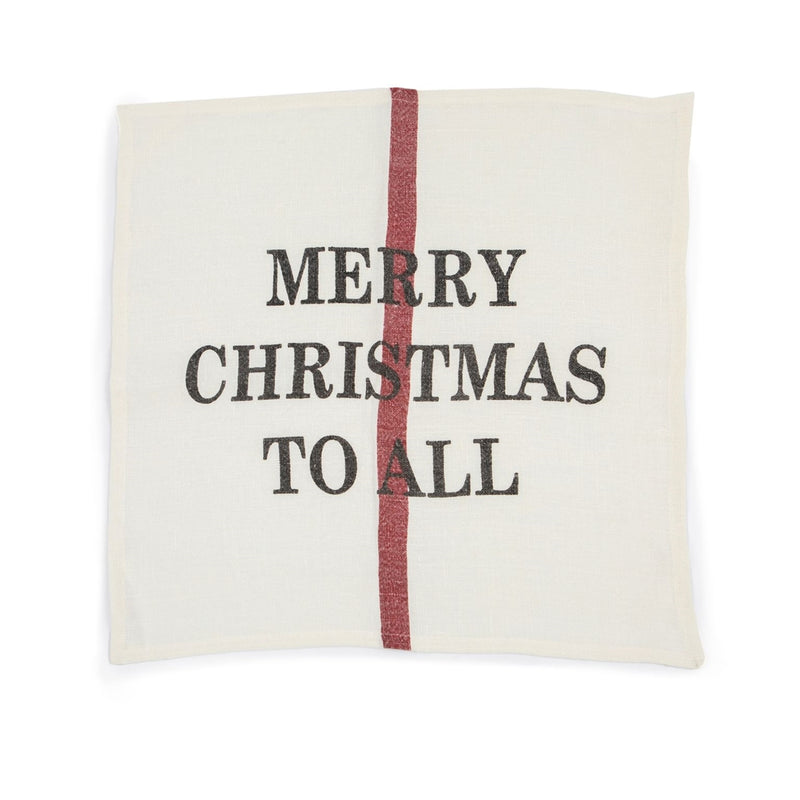 linen napkin cream red christmas dish towel