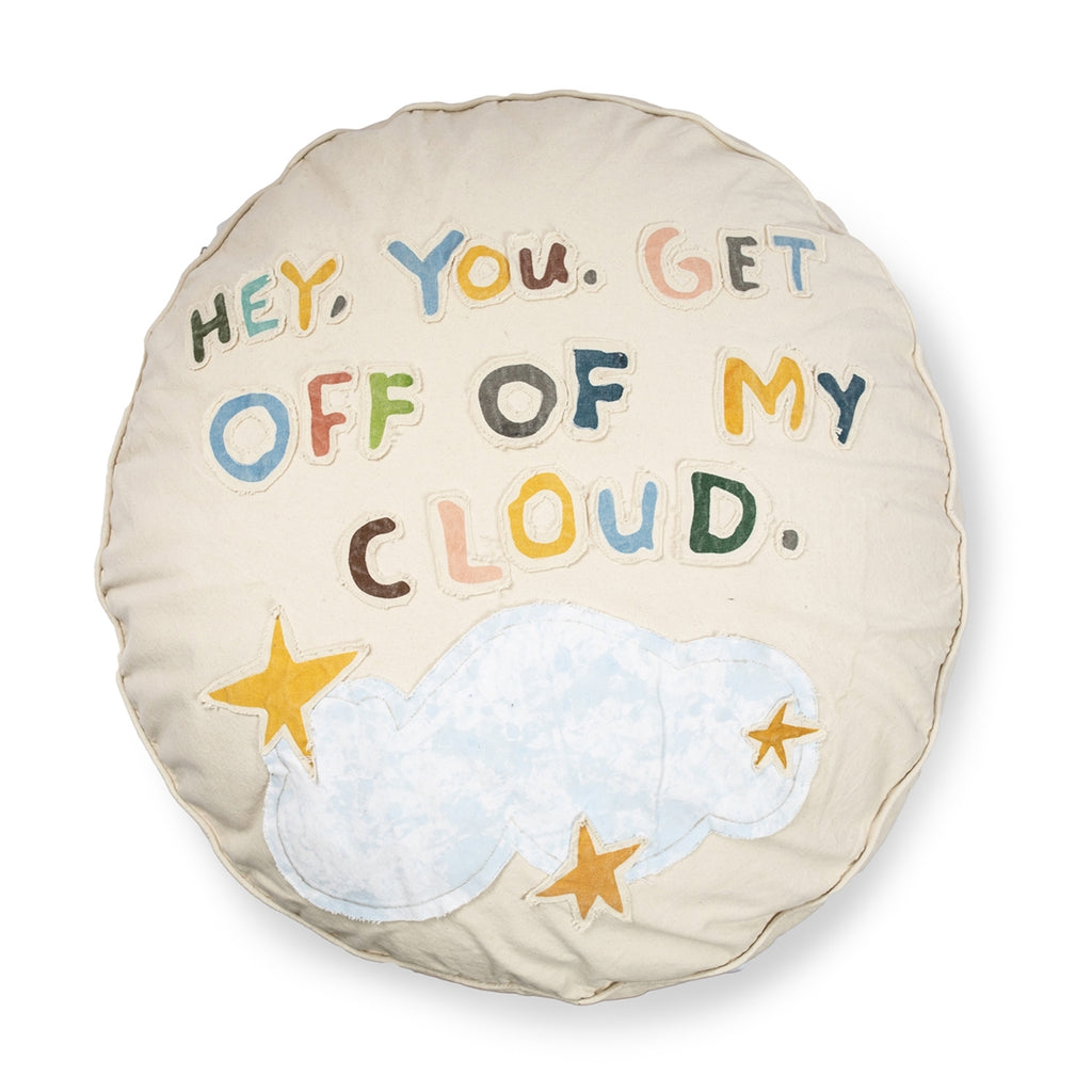 round floor pillow pouf colorful cloud quote stars