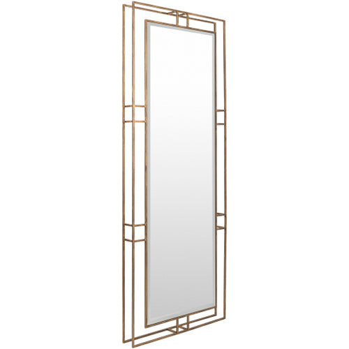 large antique gold double framed beveled mirror