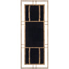 Surya's Alpenglow mirror features a geometric antique gold frame and black background.