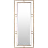 Surya's Alpenglow Antique Gold Floor Mirror with a rectangular beveled mirror and geometric frame design.