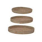natural handwoven cane trays round set coastal