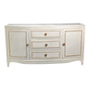 buffet server cabinet shite two cabinets three drawers white gold accent four legs