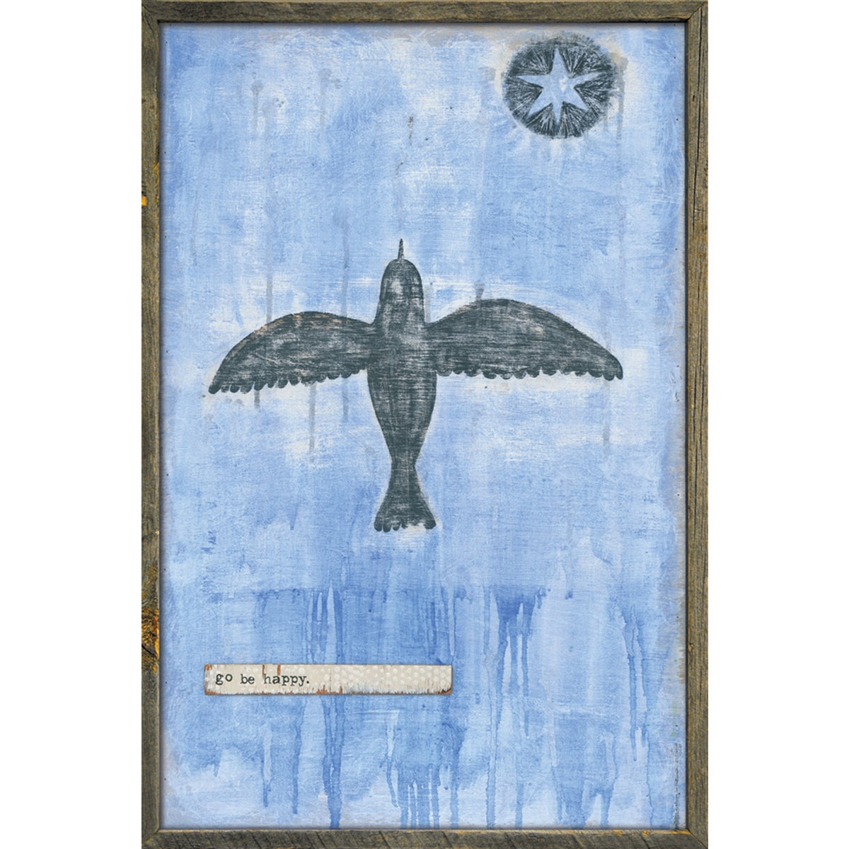 go be happy bird blue inspirational wall art