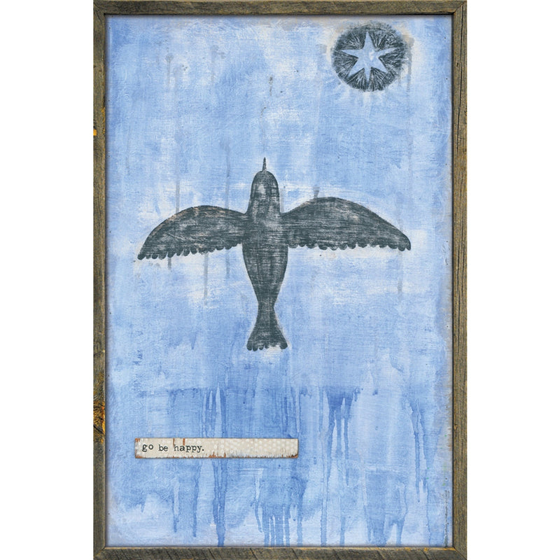 go be happy bird blue inspirational wall art