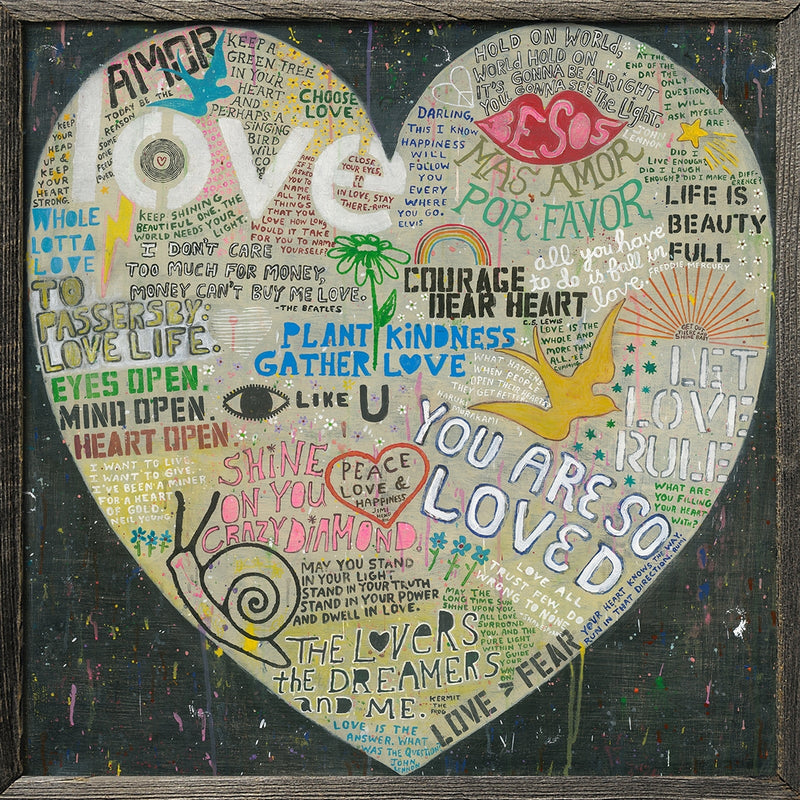love quotes grey wood frame