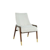 chair walnut frame off white textured fabric seat