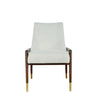 chair walnut frame off white textured fabric seat
