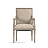 Zentique arm chair square back natural linen natural oak frame padded back seat dining host hostess