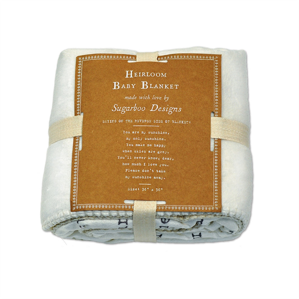 baby blanket off-white cream soft polyester inspirational message song "you are my sunshine"