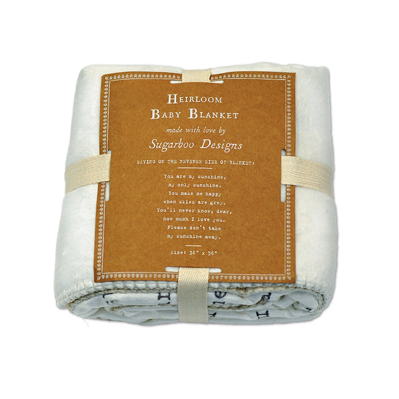 baby blanket off-white cream soft polyester inspirational message song "you are my sunshine"