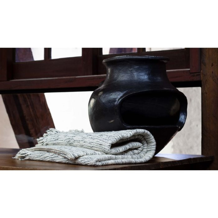 natural tan throw blanket hand loomed black