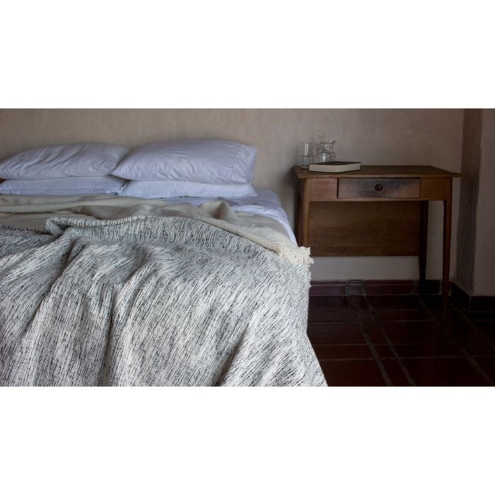 natural tan throw blanket hand loomed black