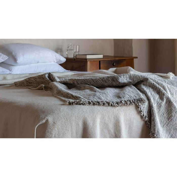 natural tan throw blanket hand loomed black