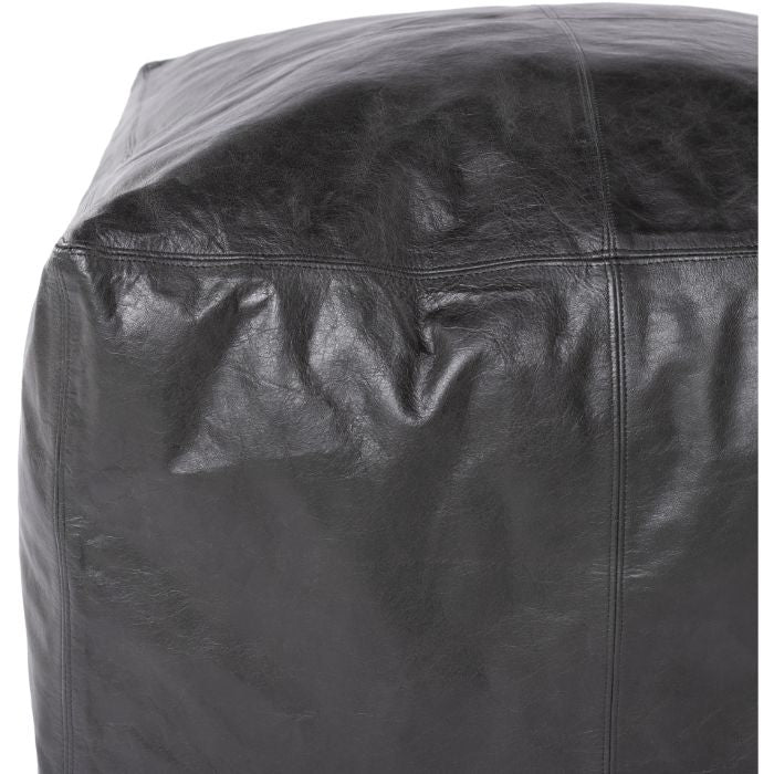 square black leather footrest ottoman