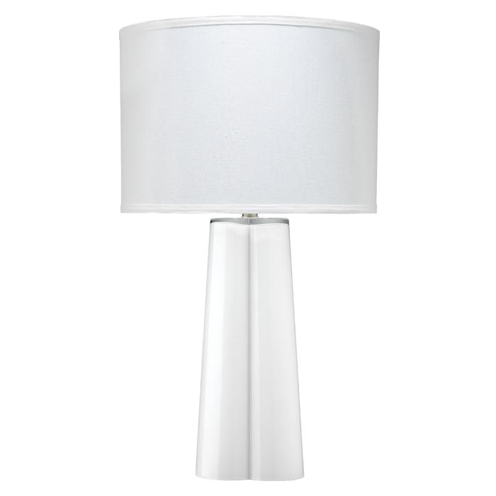 clover-shaped white glass table lamp linen shade