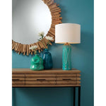teal gold ceramic table lamp transitional