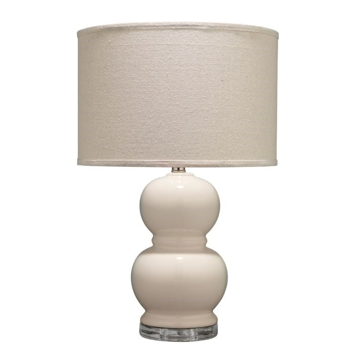 round cream glass table lamp pebble linen shade