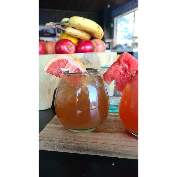clear recycled clear stemless wine glasses