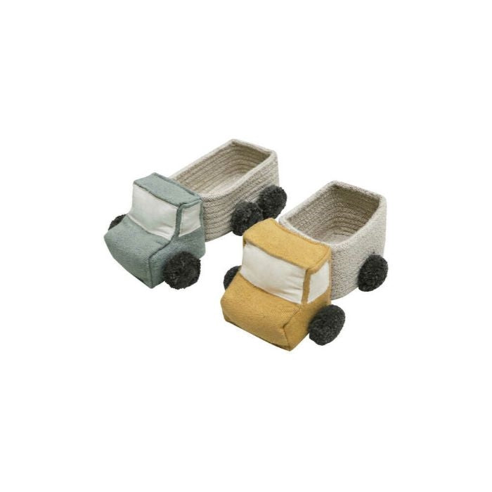 play mini truck baskets green yellow toy decor