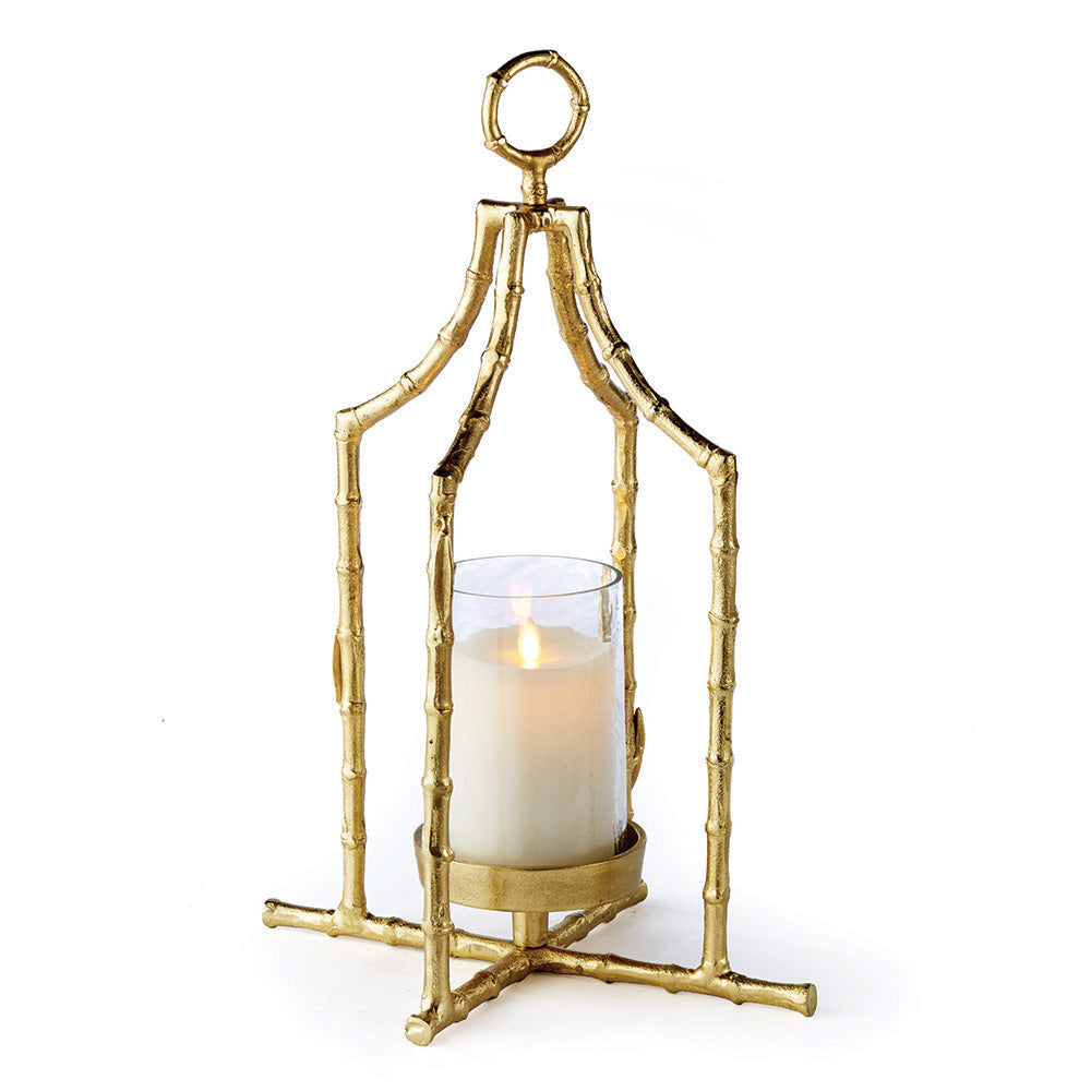 Designer Candle Holders - Gold Finished Bamboo-Like Lantern – BSEID