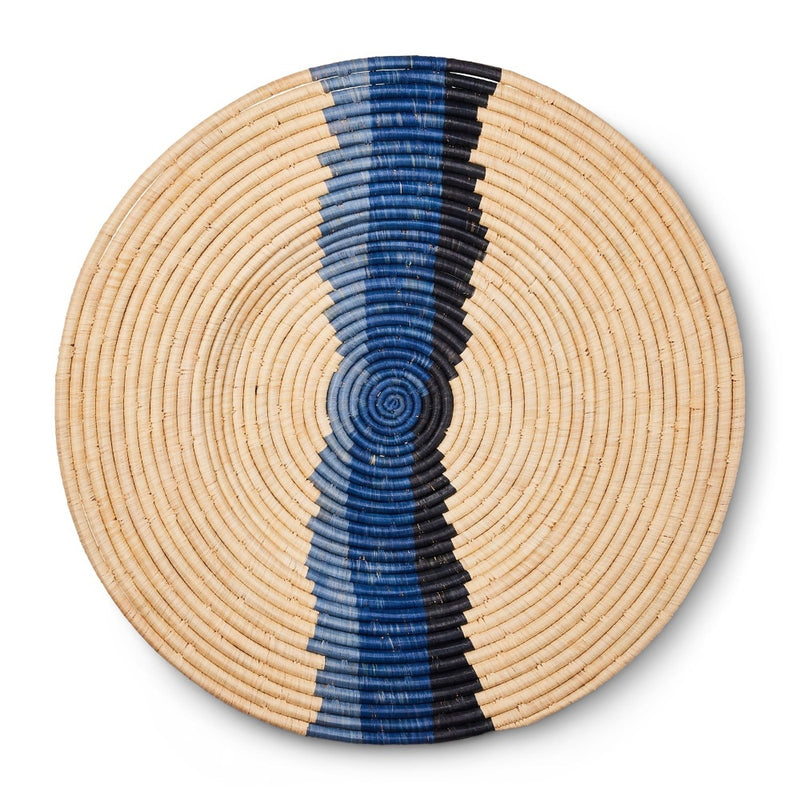 natural blue plate bowl woven round