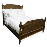 Dark wood bed Bay King with white sheets - Angle 2