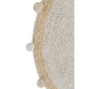 round rug honey neutral pom trim