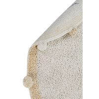 round rug honey neutral pom trim