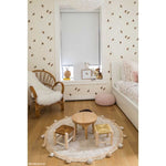 round rug honey neutral pom trim