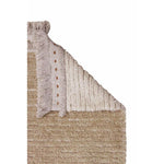 neutral embroidered fringe edge stripe tan rug