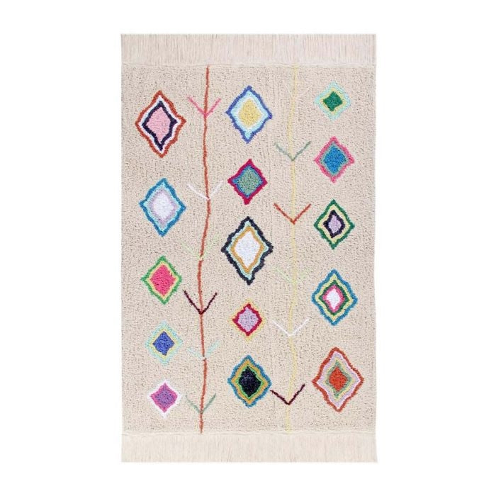 area rug rectangle multi color cream fringe