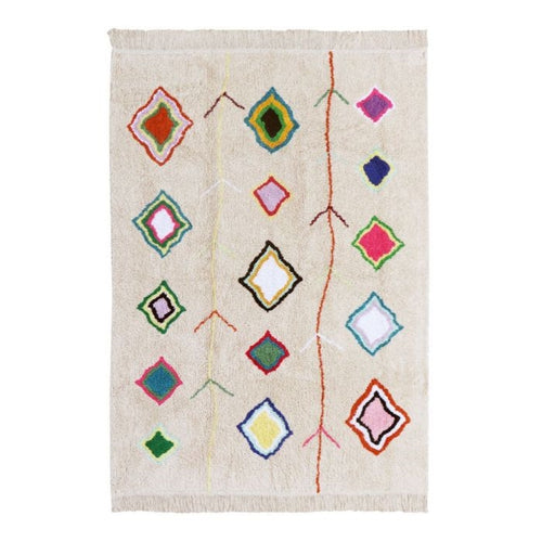 rug natural multi color handmade cotton fringe