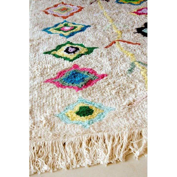 rug natural multi color handmade cotton fringe