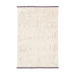 natural ABC area rug black tan playroom