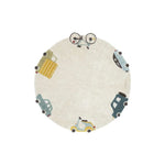 round washable rug car bike truck blue green