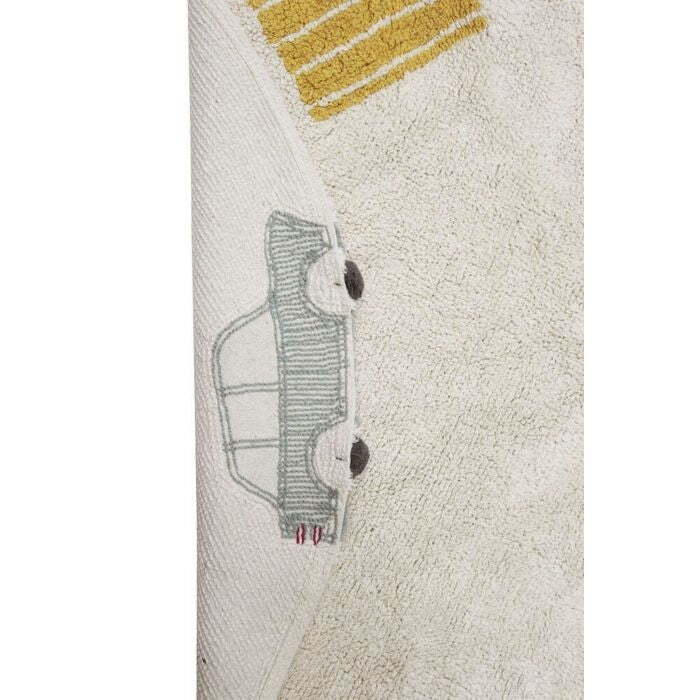 round washable rug car bike truck blue green