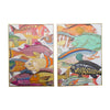 set 2 colorful fish oil paintings gold frames