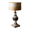 metal table lamp distressed rustic black white base gold shade