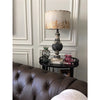metal table lamp distressed rustic black white base gold shade