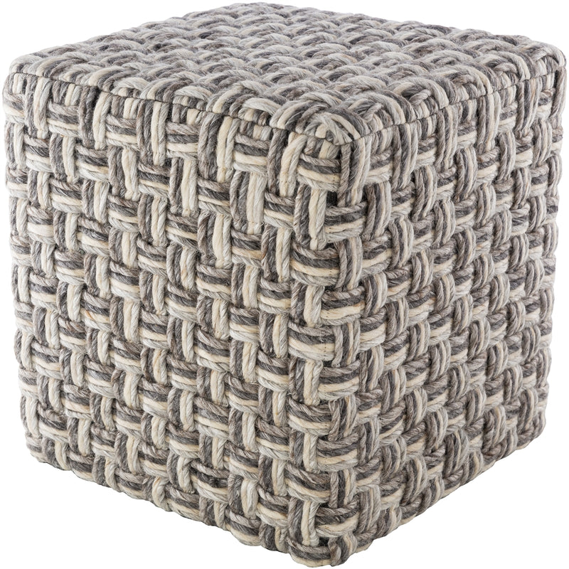 square cube pouf neutral dark light gray camel cream woven wool