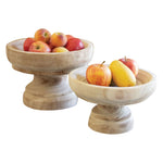 turned wooden compotes natural set of two