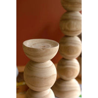 natural wood ball stacked candle holder