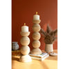natural wood ball stacked candle holder