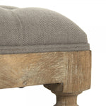 ottoman square natural oak limed turned legs shelf taupe linen tufted