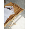 folding rattan base serving table teak tray top nautical rope handles