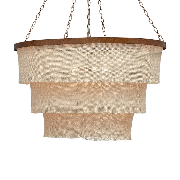 woven bead chandelier natural gold