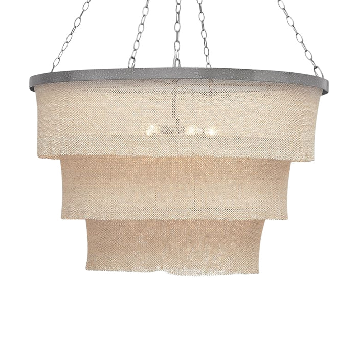 woven bead chandelier natural silver
