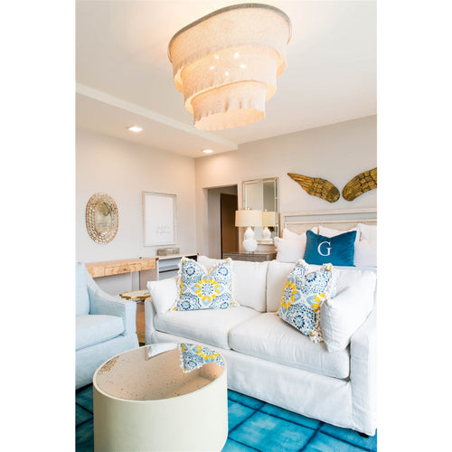 woven bead chandelier natural silver