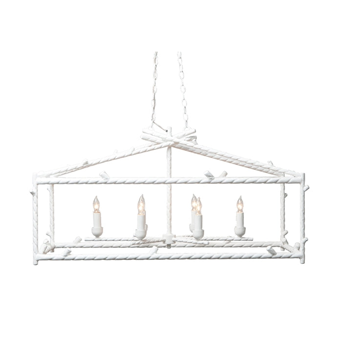 Trina White Iron Cage Chandelier